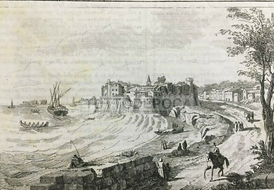 Lazio, Dintorni Di Roma: Nettuno E Anzio. Antica Incisione, Veduta Del 1841