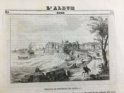 Lazio, Dintorni Di Roma: Nettuno E Anzio. Antica Incisione, Veduta Del 1841