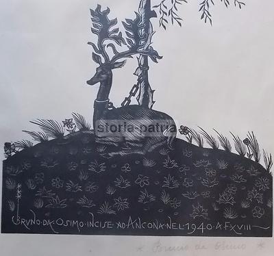 Arte Marche Ancona: Bruno Da Osimo (Marsili), Xilografia Allegorica Con Cervo