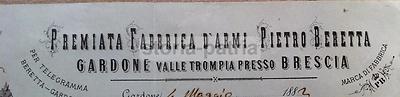 Gardone Val Trompia, Armeria Beretta: Carta Da Lettera Pubblicitaria Illustrata, 1882