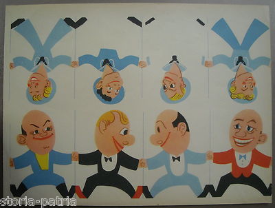 Umorismo, Giochi E Pupazzetti Da Ritagliare: Foglio d'Epoca Con Marinaretti