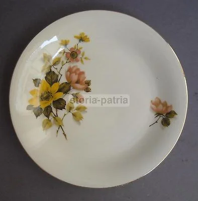 Piatto Piano in Porcellana Karim con Decori Floreali e Bordo Dorato