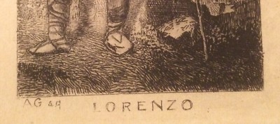 Antica Stampa Lorenzo: Incisione d'Epoca Con Costume Popolare, Forse Brigante