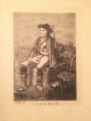 Antica Stampa Lorenzo: Incisione d'Epoca Con Costume Popolare, Forse Brigante