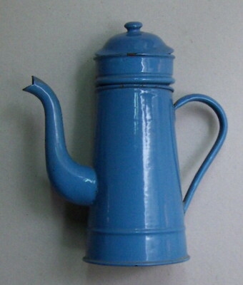 Caffettiera Decorativa In Latta Smaltata Celeste