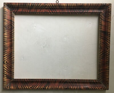 Antica Cornice In Legno Con Decorazione Marmorizzata Ad Aerografo