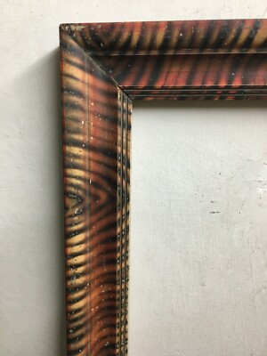 Antica Cornice In Legno Con Decorazione Marmorizzata Ad Aerografo