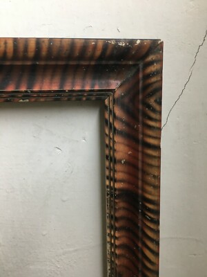 Antica Cornice In Legno Con Decorazione Marmorizzata Ad Aerografo