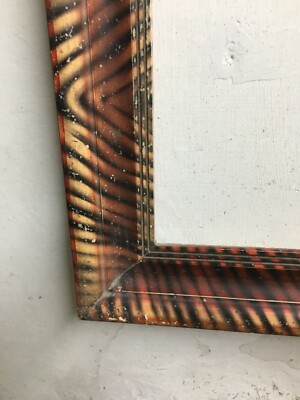 Antica Cornice In Legno Con Decorazione Marmorizzata Ad Aerografo