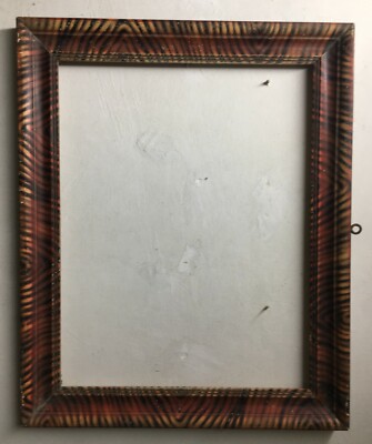 Antica Cornice In Legno Con Decorazione Marmorizzata Ad Aerografo