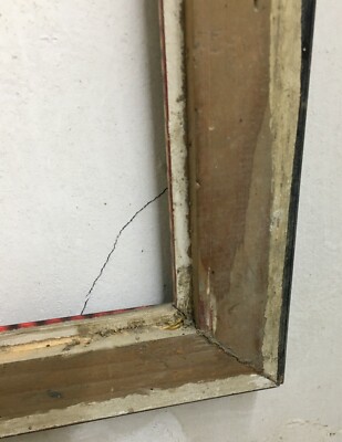 Antica Cornice In Legno Con Decorazione Marmorizzata Ad Aerografo