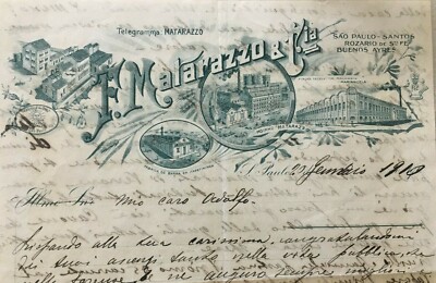 Antica Pubblicitaria Matarazzo, Napoli, S. Paolo Del Brasile, Oleificio, Lettera 1910