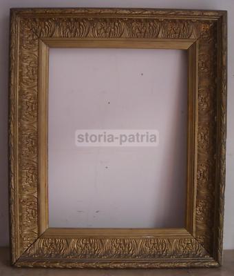 Antica Cornice In Pastiglia Dorata Con Motivi Vegetali