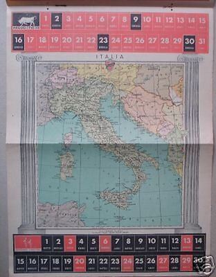 Calendario Geografico Visceglia 1943 Roma Milano