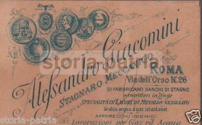 Giacomini Roma: Antico Stagnaro Romano. Rara Pubblicitaria Da Collezione E Araldica