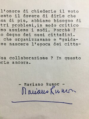 Politica, Democrazia Cristiana, Elezioni, Lettera Di Mariano Rumor, Aprile 1968