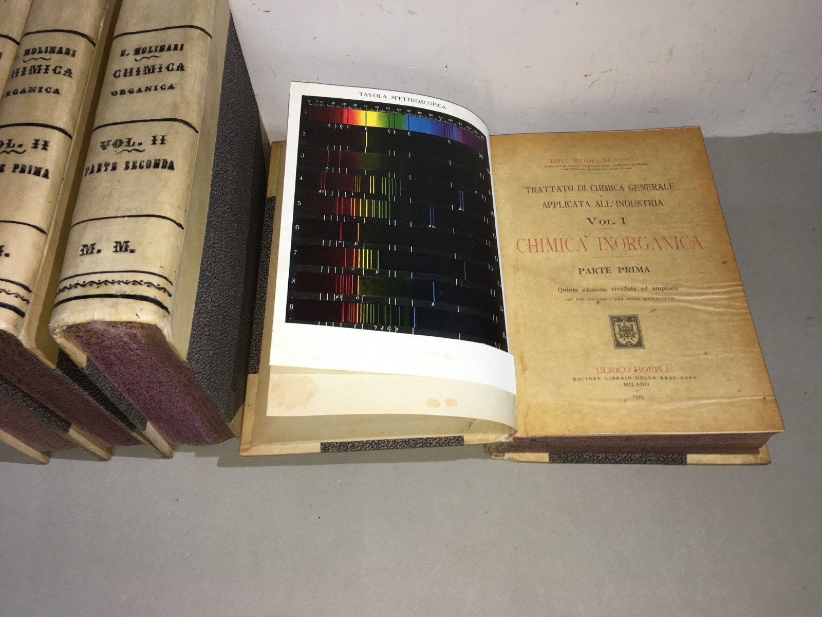 Chimica Organica E Inorganica: Antica Edizione Hoepli, Molinari, 4 Volumi Illustrati