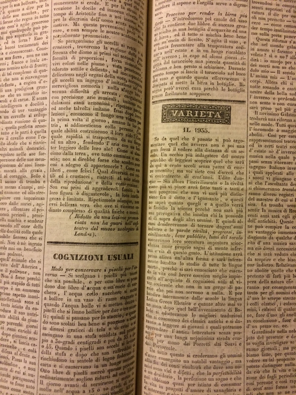 Napoli: Antico Raro Periodico Il Globo Aerostatico, Pier Angelo Fiorentino, 1835 36