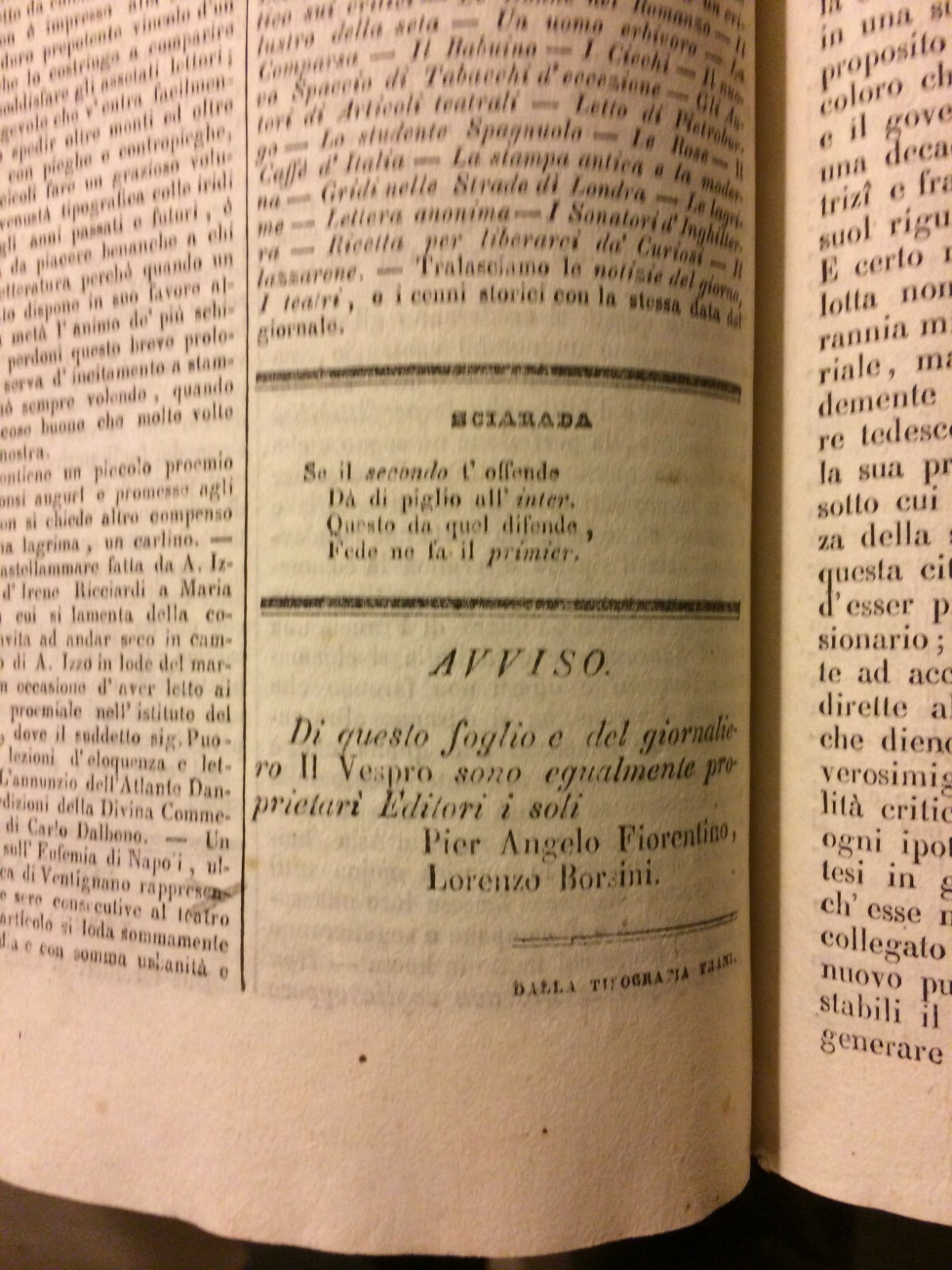Napoli: Antico Raro Periodico Il Globo Aerostatico, Pier Angelo Fiorentino, 1835 36