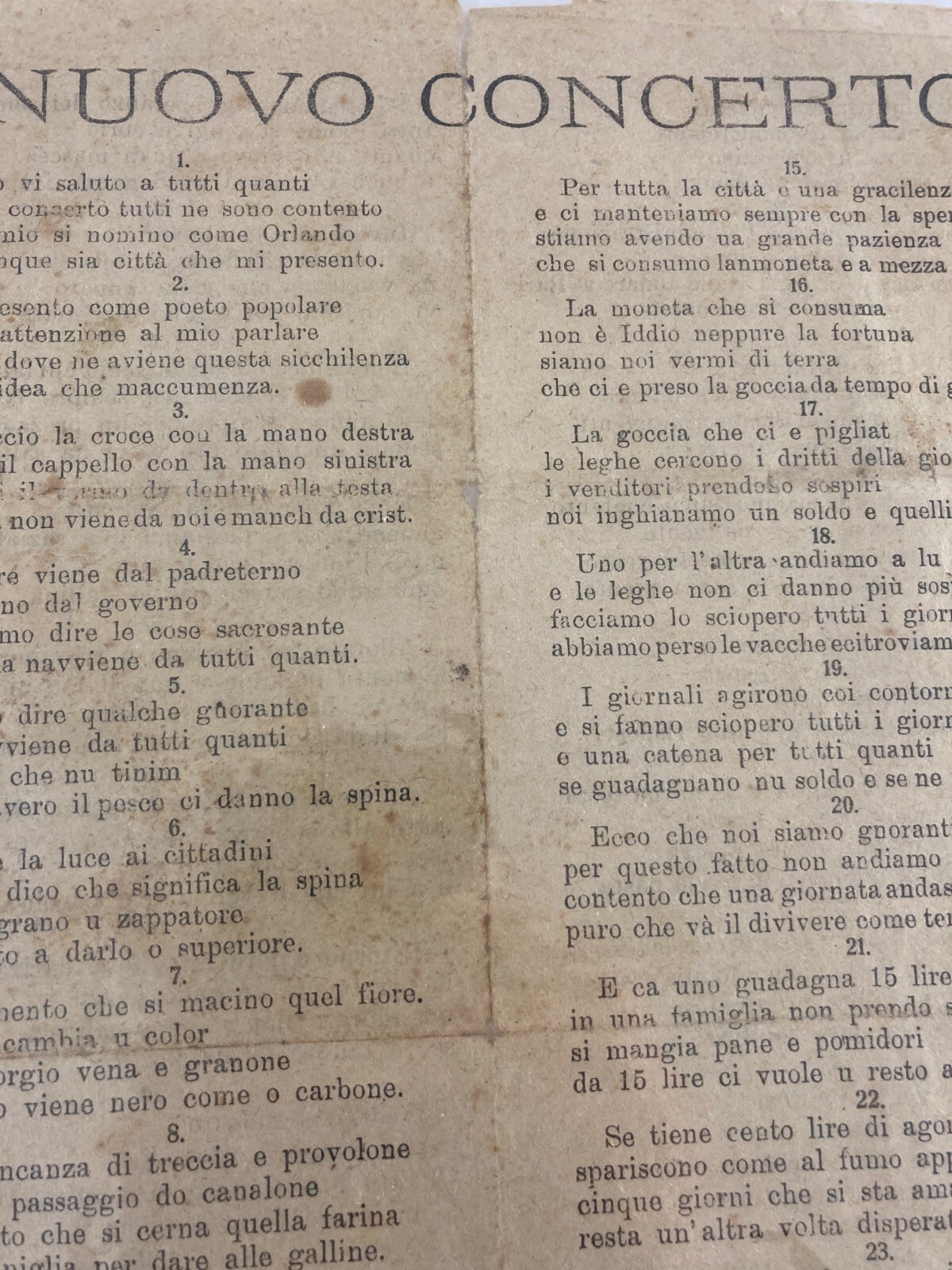 Puglia, Bari, Barletta: Luigi Piazzolla, Poesia Popolare. Antico Raro Foglio Volante