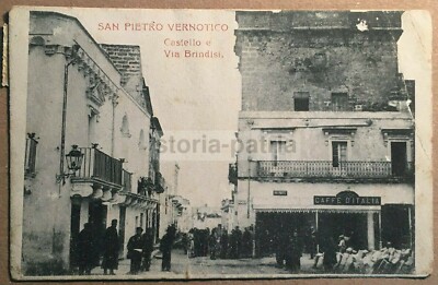 Puglia, Salento: San Pietro Vernotico, Castello E Via Brindisi. Rara Veduta Animata