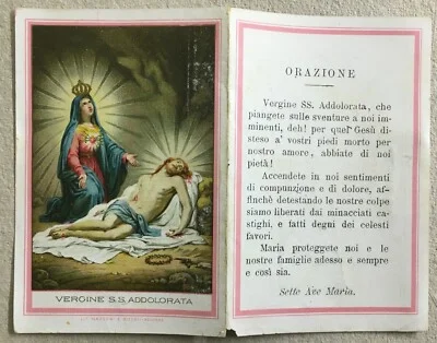 Molise, Castelpetroso: Antique Popular Devotional Print of Our Lady of Sorrows, Lito Mazzoni