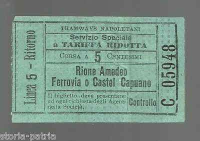 Campania, Ferrovie, Tramways: Antico Biglietto Ferroviario Castel Capuano