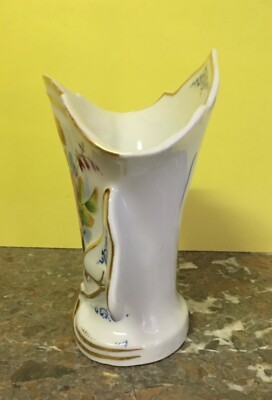 Vaso Portafiori In Porcellana Fiorata E Dorata, Fine XIX Secolo