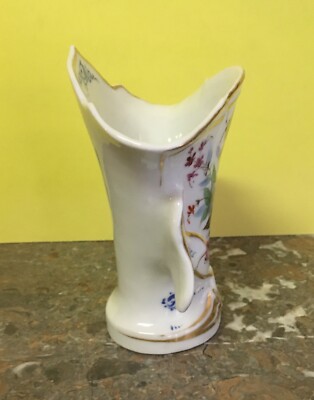 Vaso Portafiori In Porcellana Fiorata E Dorata, Fine XIX Secolo