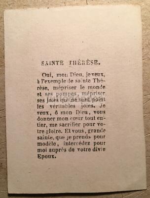 Antica Stampa Popolare Devozionale   Santa Teresa   Santino Litografico   Francia