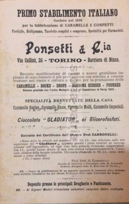 Dolciaria, Caramelle, Confetti, Cioccolato Ponsetti Torino E Sapone De Bernardi, 1903