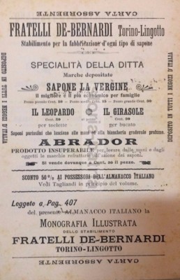 Dolciaria, Caramelle, Confetti, Cioccolato Ponsetti Torino E Sapone De Bernardi, 1903