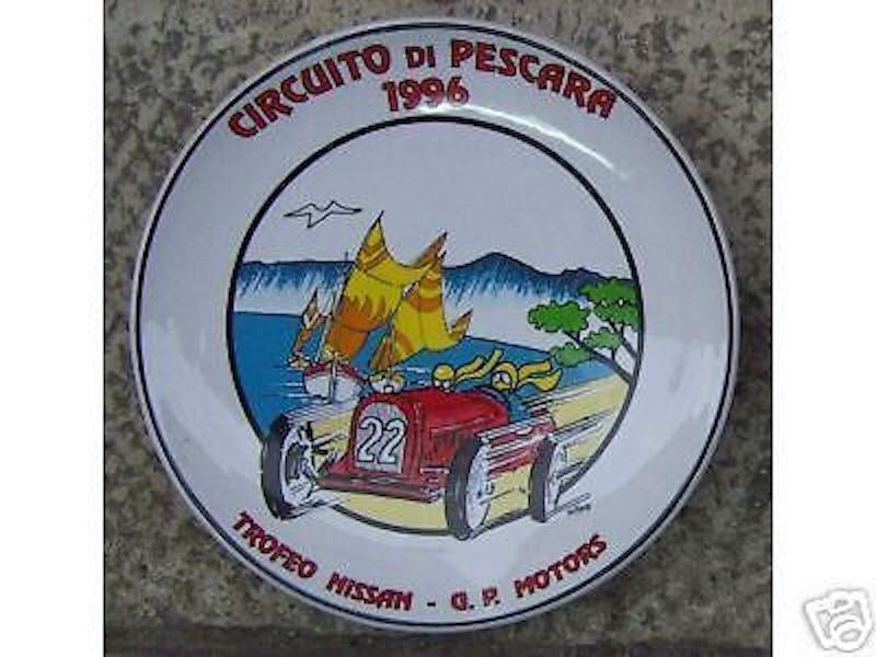 Abruzzo, Automobilismo: Trofeo Nissan, Circuito Di Pescara. Piatto Pubblicitario In Ceramica, 1996