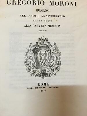 Necrologio Per Gregorio Moroni: Raggi, Borani, Fabris, Agricola (1843)
