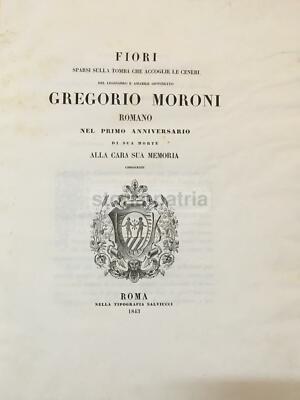 Necrologio Per Gregorio Moroni: Raggi, Borani, Fabris, Agricola (1843)
