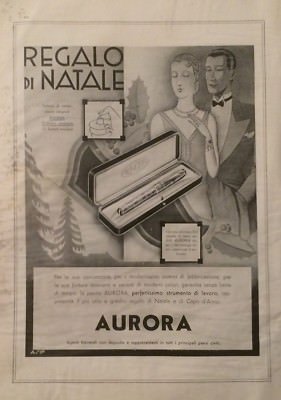 Scrittura, Penne Stilografiche Aurora, Musica E Grammofono La Voce Del Padrone. Stampa d'Epoca