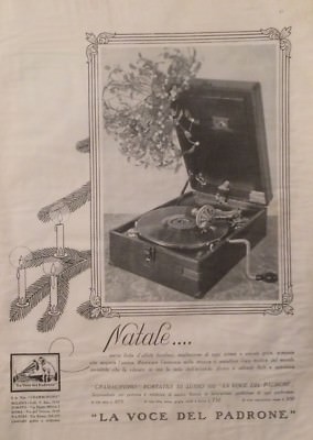 Scrittura, Penne Stilografiche Aurora, Musica E Grammofono La Voce Del Padrone. Stampa d'Epoca