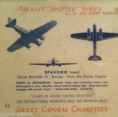 Figurina Pubblicitaria Aereo Sparviero Savoia Marchetti
