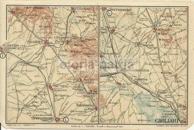 Sardegna: Antica Cartografia Di Sanluri, Cagliari, Serramanna, San Gavino, Decimomannu