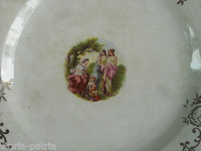 Laveno, Decorativo Piatto d'Epoca, Artistici Fregi, Miniatura Neoclassica, Verbano