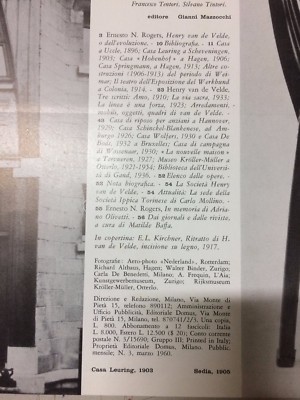 Casabella Continuità N. 237: Edizione Speciale Henry Van De Velde