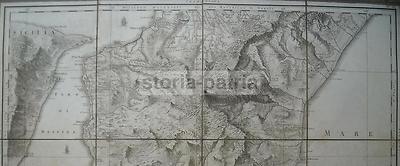 Calabria, Reggio Calabria E Messina: Antica Grande Mappa Del Regno Di Napoli, 1788