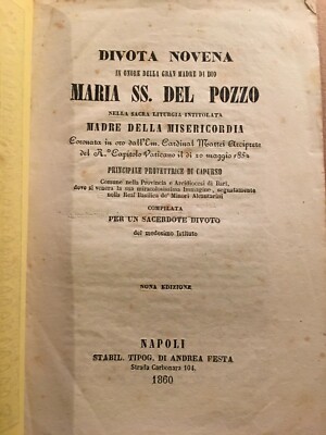 Puglia, Bari, Capurso: Cardinale Mattei, Madonna Del Pozzo, Edizione Devozionale, 1860