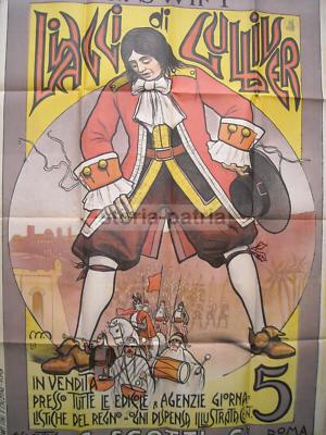 Manifesto Pubblicitario A Colori: Gulliver, Viaggi, Scotti, Roma, Calzone