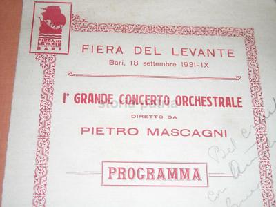 Puglia, Mascagni A Bari: Pieghevole Del Concerto Orchestrale Fiera Del Levante
