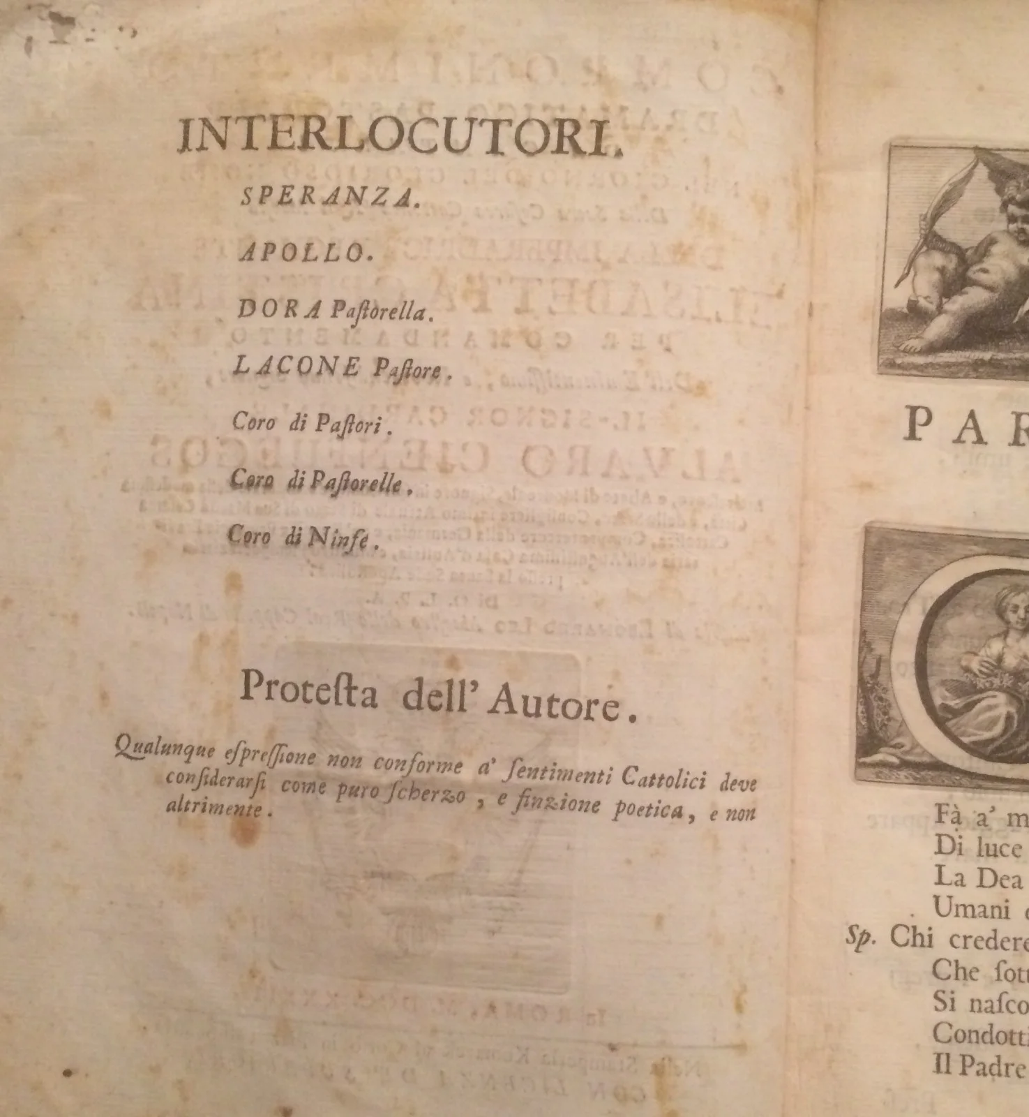 Coluzzi e Leo, Componimento Pastorale, Roma 1733