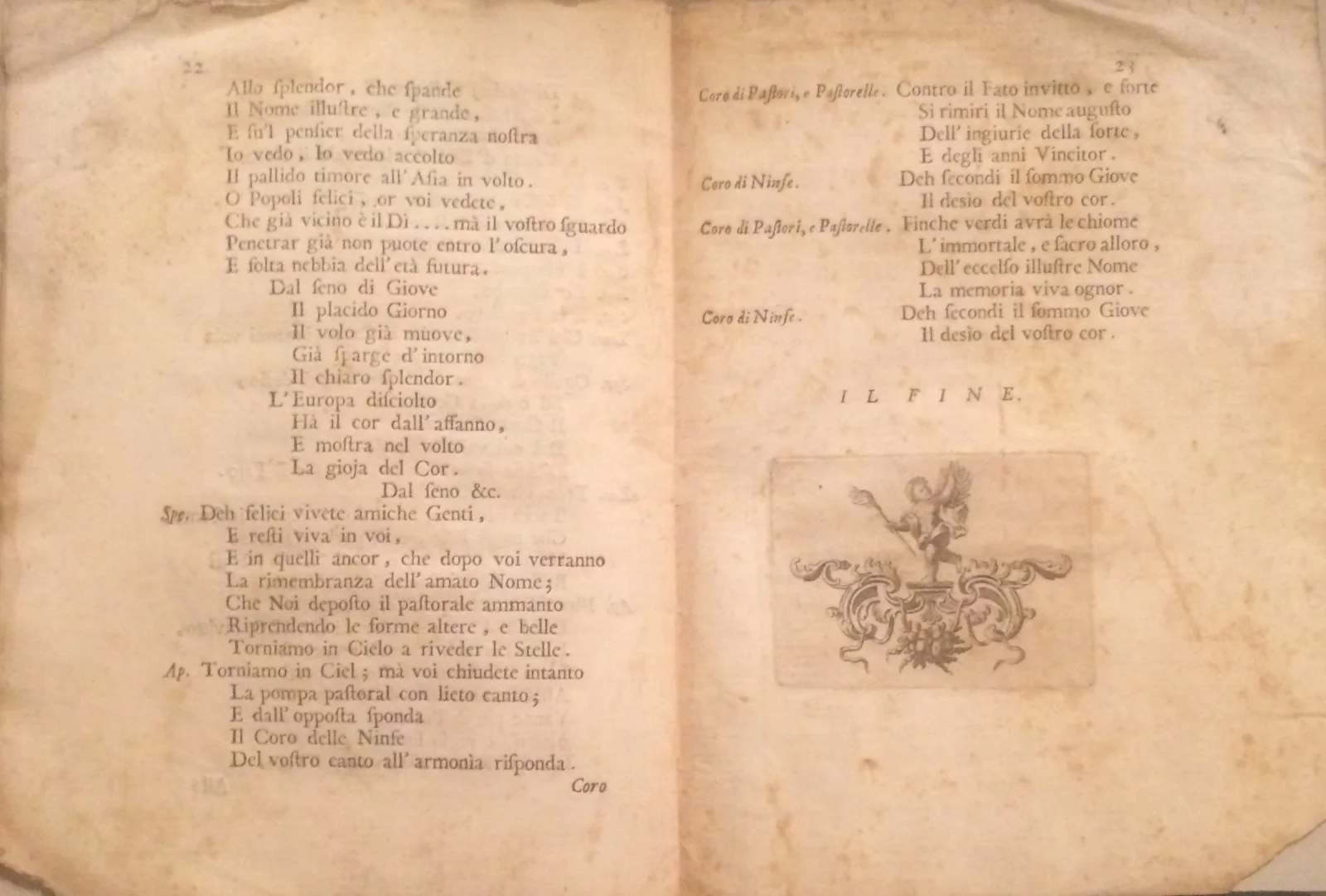 Coluzzi e Leo, Componimento Pastorale, Roma 1733