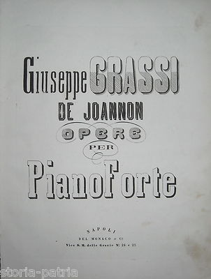 Calabria, Palmi, Musica: Raro Spartito Musicale Di Grassi De Joannon Su Luigi Arditi (Il Bacio, Valzer Brillante) Dedicato A La Cecilia