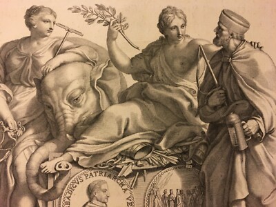 Venezia, Patriarca Veneziano Pietro Barbadico, Antica Allegoria, Medaglia, Incisione