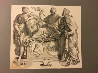 Venezia, Patriarca Veneziano Pietro Barbadico, Antica Allegoria, Medaglia, Incisione